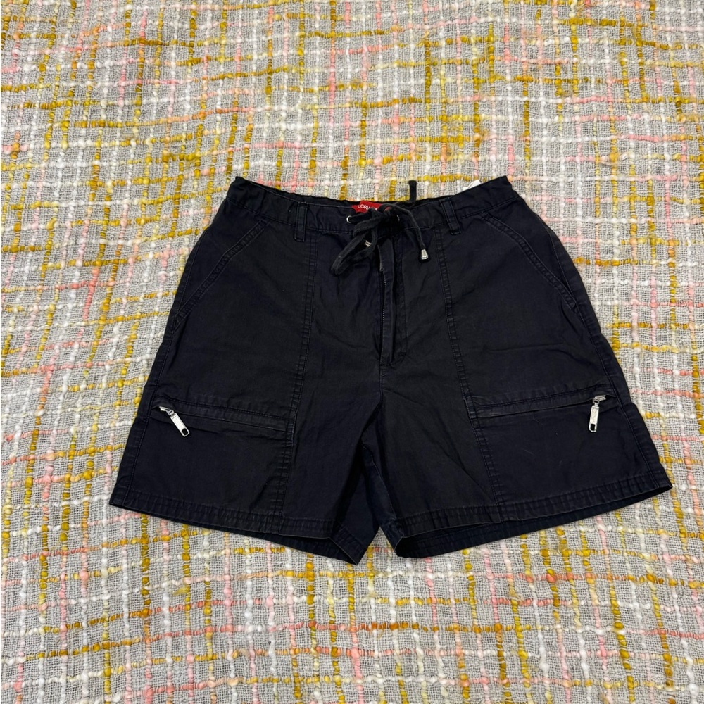 Gloria Vanderbilt Black Cargo Drawstring Shorts